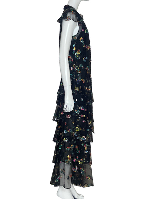 Vestidos Monique Lhuillier Bordado Negro-Talla 6