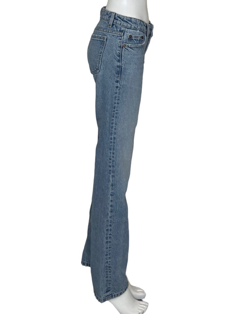 Pantalón Zara Denim Straightt Azul-Talla 2