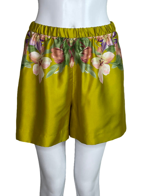 Short Express Floral Bolsillos Verde-Talla S