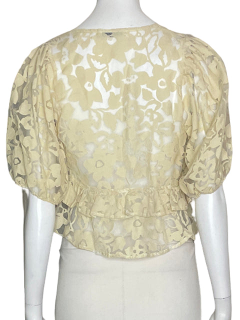 Blusa Zara Transparente Floral Beige- Talla S