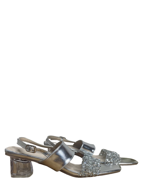 Calzado Tesoro TPS Pedreria Tacon Plateado-Talla 38