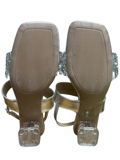 Calzado Tesoro TPS Pedreria Tacon Plateado-Talla 38