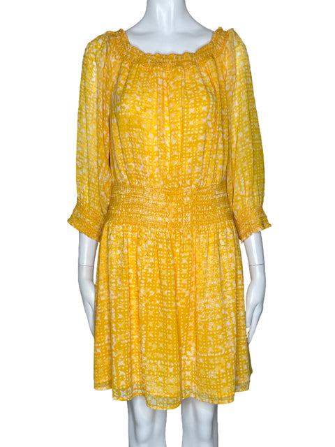 Vestido Michel Kors Mangas Puff Funcido Amarillo-Talla L