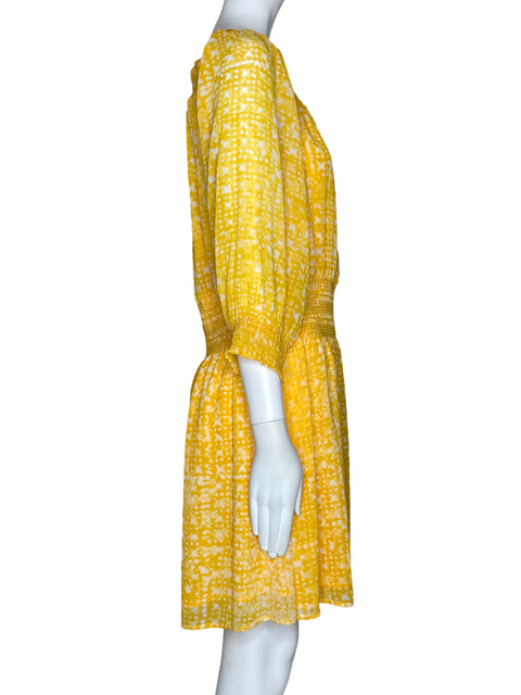Vestido Michel Kors Mangas Puff Funcido Amarillo-Talla L