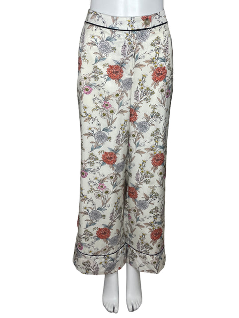 Pantalón Ann Taylor Flores Blanco-Talla 4
