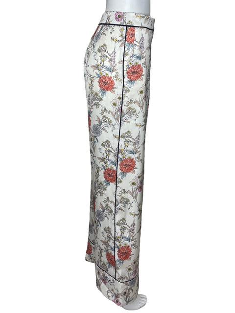 Pantalón Ann Taylor Flores Blanco-Talla 4