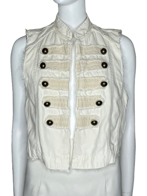 Chaleco Free People Botones Blanco-Talla S