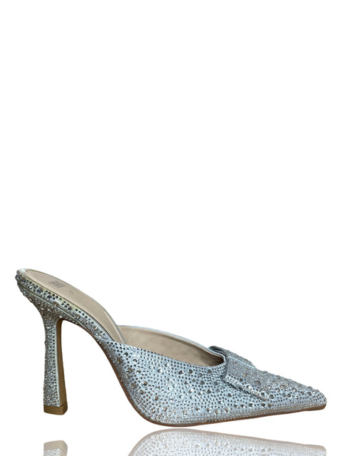 Calzado Zara Rhinestone Mule Plateado-Talla 37