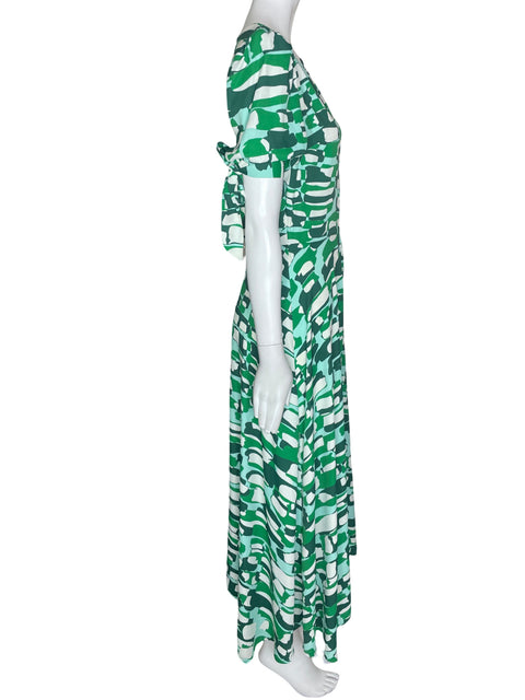 Vestido Camila Estampado Manga Amarrada Verde- Talla 2