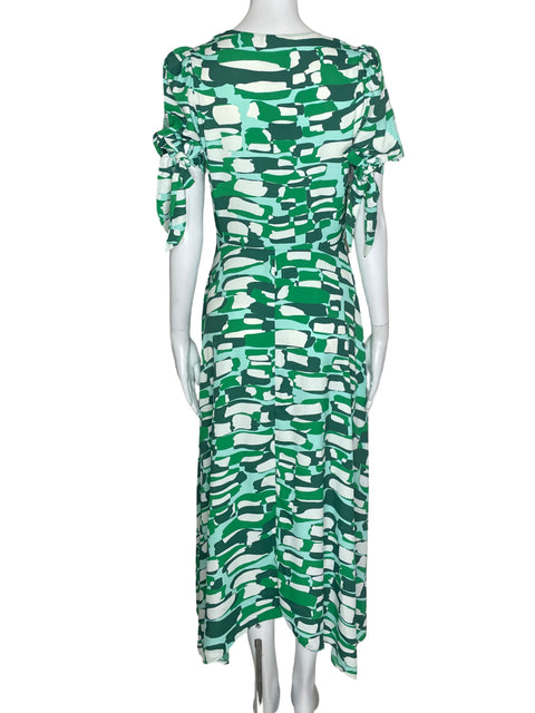 Vestido Camila Estampado Manga Amarrada Verde- Talla 2