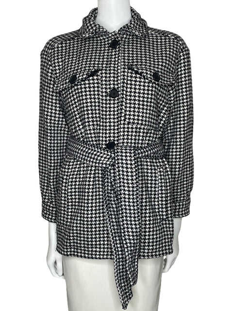 Abrigo Cortefiel Pata De Gallo Negro-Talla 4