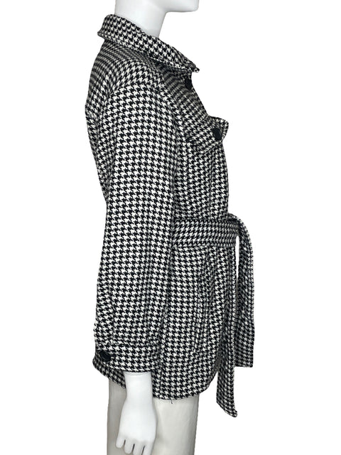 Abrigo Cortefiel Pata De Gallo Negro-Talla 4