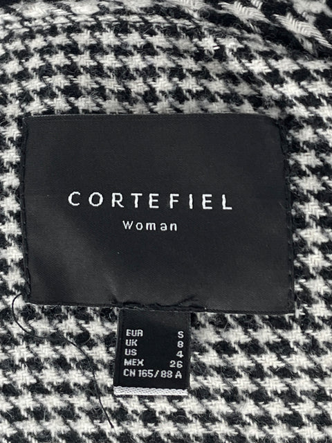 Abrigo Cortefiel Pata De Gallo Negro-Talla 4