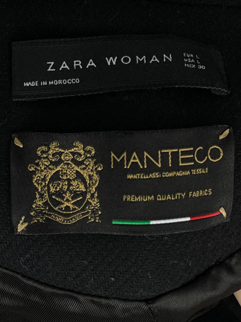 Trench Zara Manteco Negro-Talla L