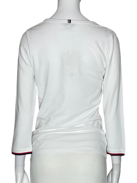 Sueter Tommy Hilfiger Cuello V Botones Blanco-Talla S