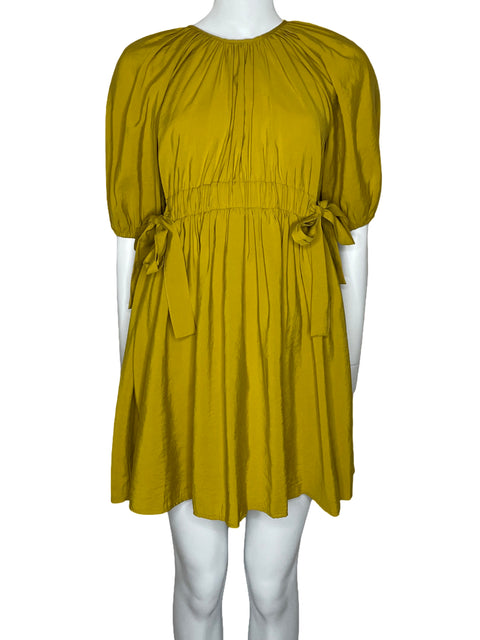 Vestido Zara Drapeado Mini Amarillo-Talla XS