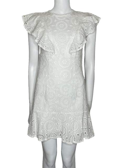 Vestido Miss Kelly 1999 Troquelado Blanco-Talla S