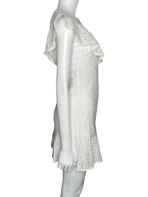 Vestido Miss Kelly 1999 Troquelado Blanco-Talla S