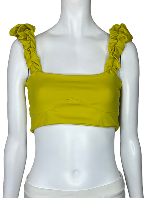 Top Port De Bras Tiras Fruncidas Amarillo-Talla M