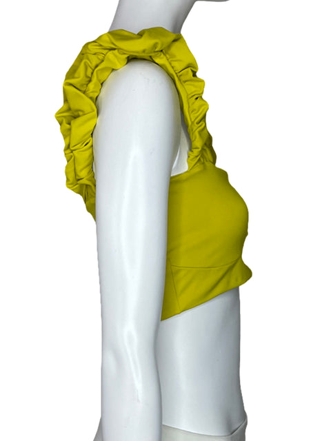 Top Port De Bras Tiras Fruncidas Amarillo-Talla M