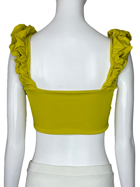Top Port De Bras Tiras Fruncidas Amarillo-Talla M