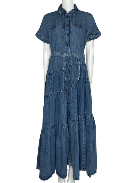 Vestido Zara Maxi Denim Azul-Talla M