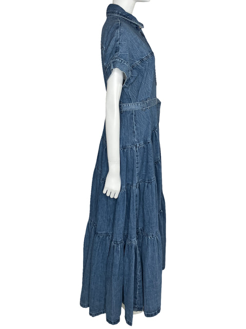 Vestido Zara Maxi Denim Azul-Talla M