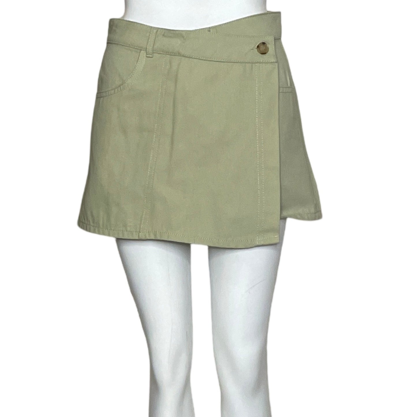 Falda Short Zara Verde-Talla XS