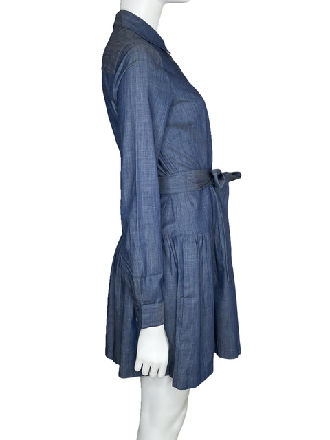 Vestido BCBG Camisero Manga Larga Azul-Talla XS