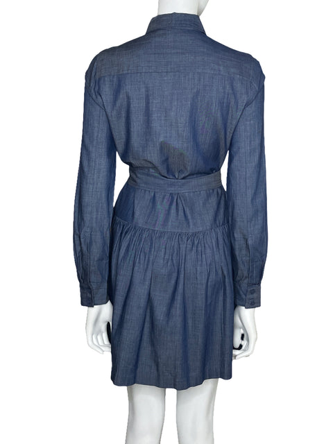 Vestido BCBG Camisero Manga Larga Azul-Talla XS