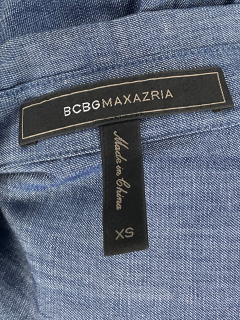 Vestido BCBG Camisero Manga Larga Azul-Talla XS
