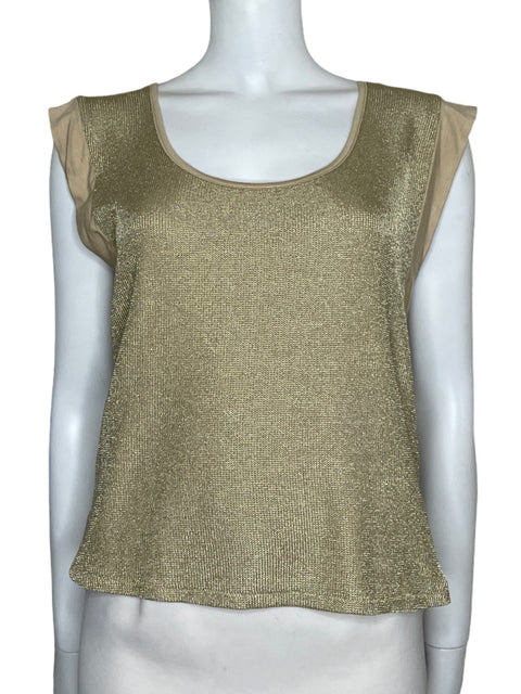 Top Valubas Sin Mangas Brillante Dorado-Talla M