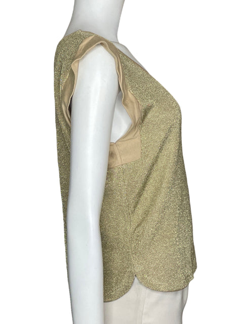 Top Valubas Sin Mangas Brillante Dorado-Talla M
