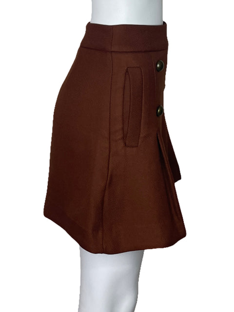 Falda Express Botones Pliegues Marron-Talla 0