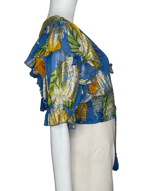Top Síya Crop Cuello V Azul-Talla M