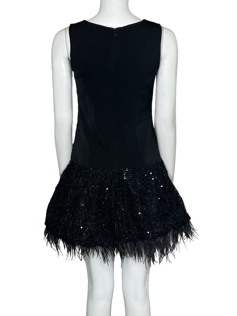 Vestido J.O.A. Lentejuelas Feathers Negro-Talla XS