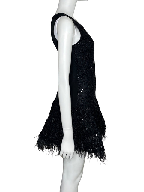 Vestido J.O.A. Lentejuelas Feathers Negro-Talla XS