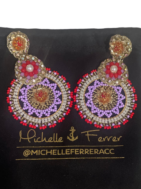 Aretes Michelle Ferrer Mandala Morado-Talla U