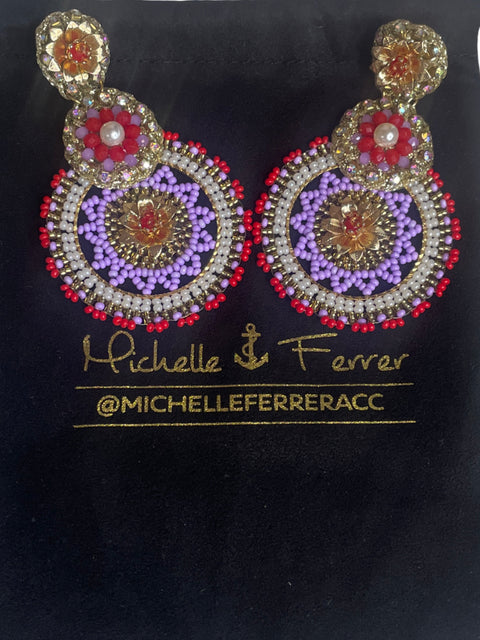 Aretes Michelle Ferrer Mandala Morado-Talla U