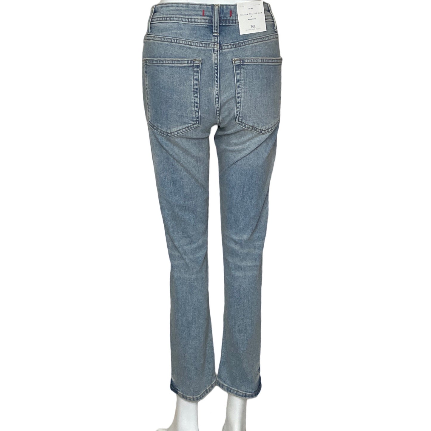 Pantalon Zara Denim Relaxed Slim Azul-Talla 0