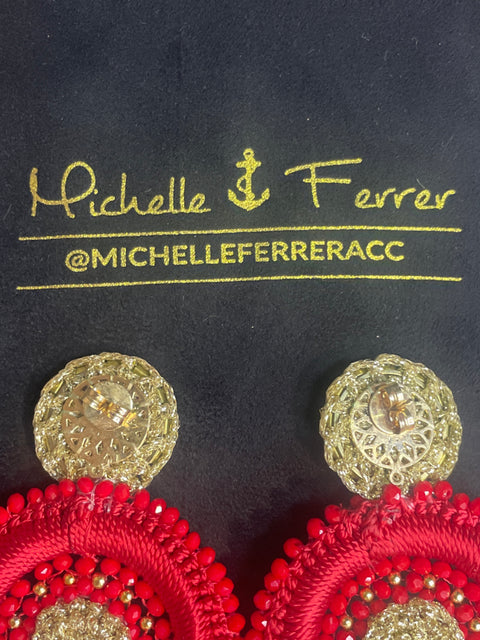 Aretes Michelle Ferrer Hojas Rojo-Talla U