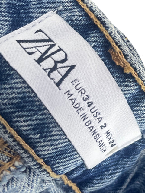 Short Zara Rasgado Azul - Talla 2