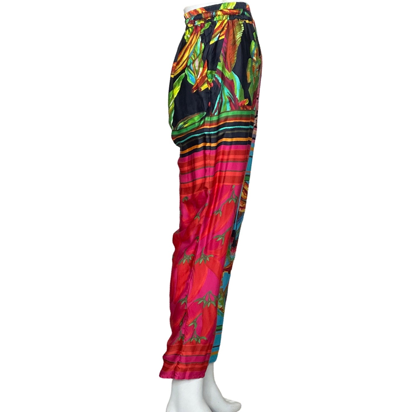 Pantalon Farm Satinado Estampado Fucsia-Talla S