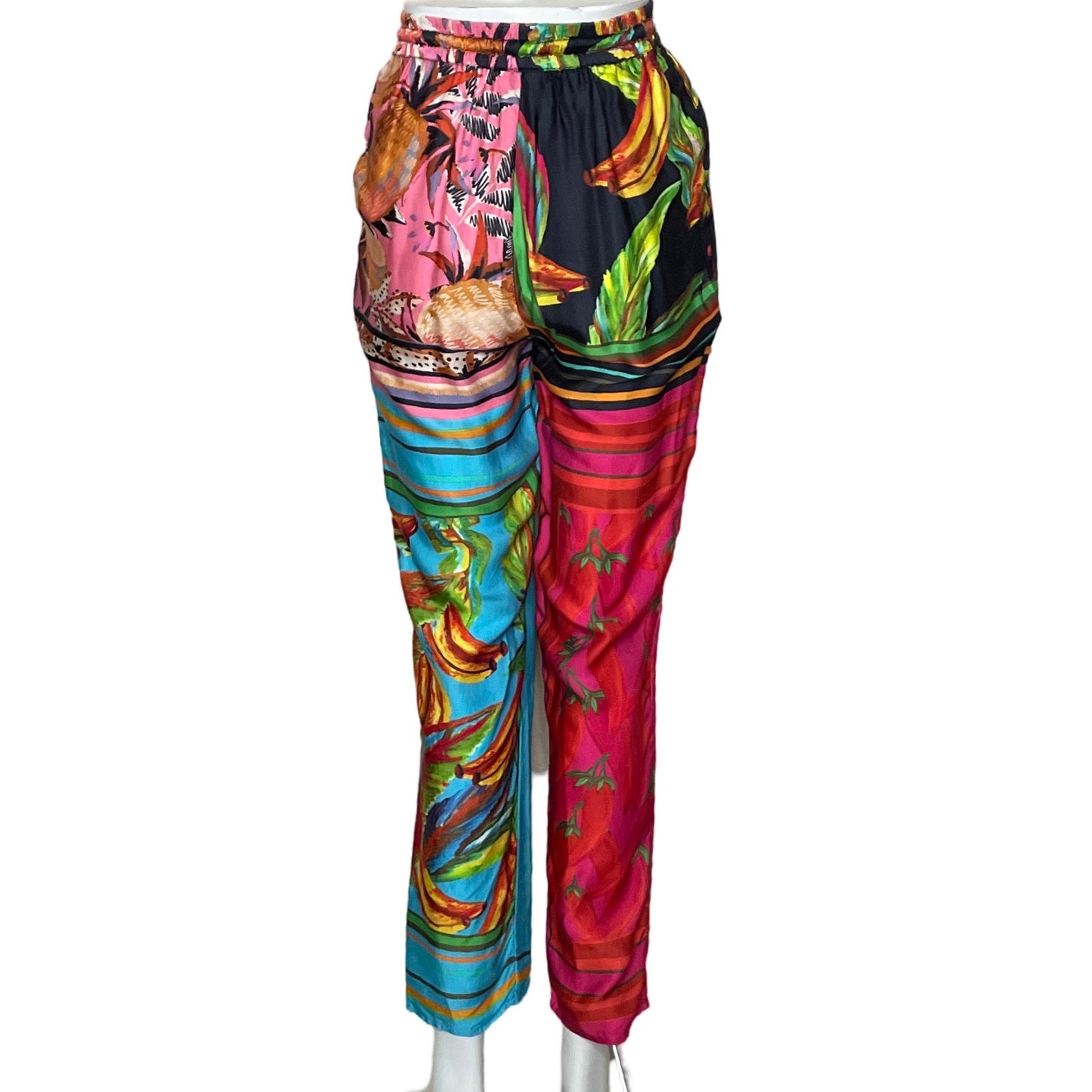 Pantalon Farm Satinado Estampado Fucsia-Talla S