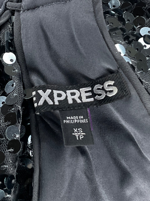 Vestido Express Mini Lentejuelas Plateado-Talla XS