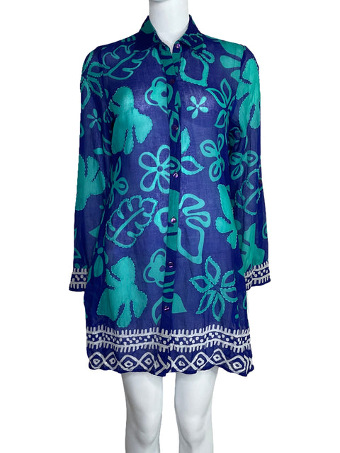 Vestido Tommy Bahama Camisero Playero Azul-Talla S