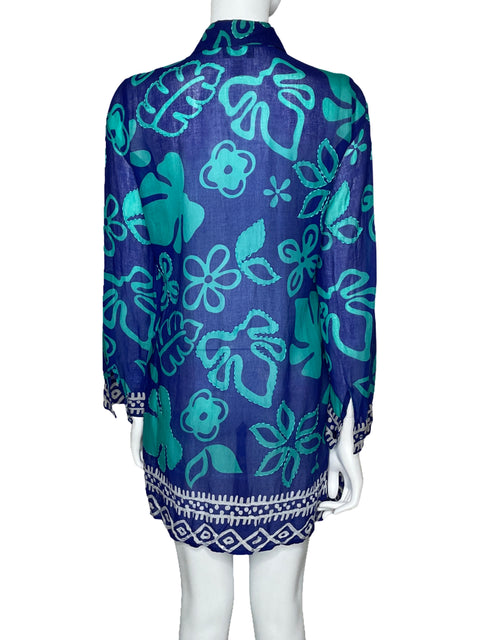Vestido Tommy Bahama Camisero Playero Azul-Talla S