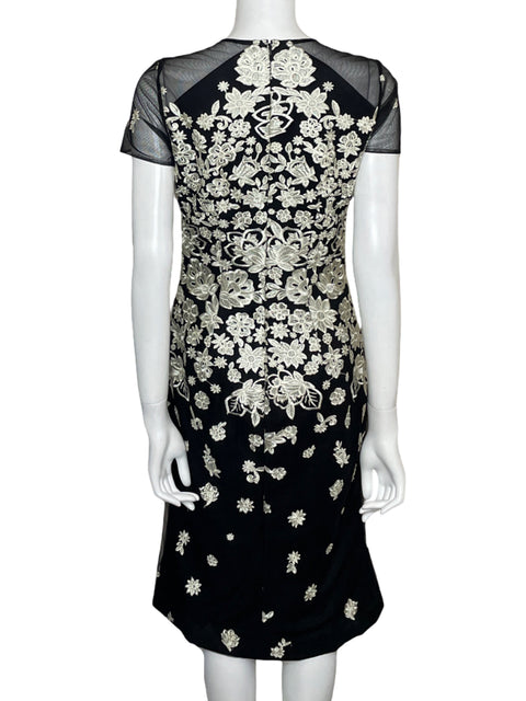 Vestido Carmen Marc Valvo Bordado Floral Negro-Talla M