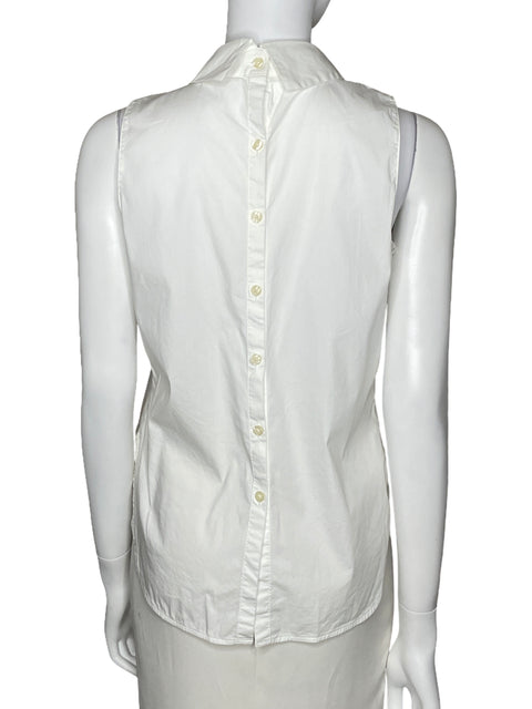 Blusa Ann Taylor Sin Mangas Drapeada Blanco-Talla S