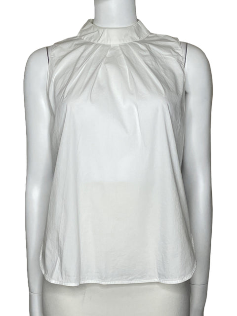 Blusa Ann Taylor Sin Mangas Drapeada Blanco-Talla S